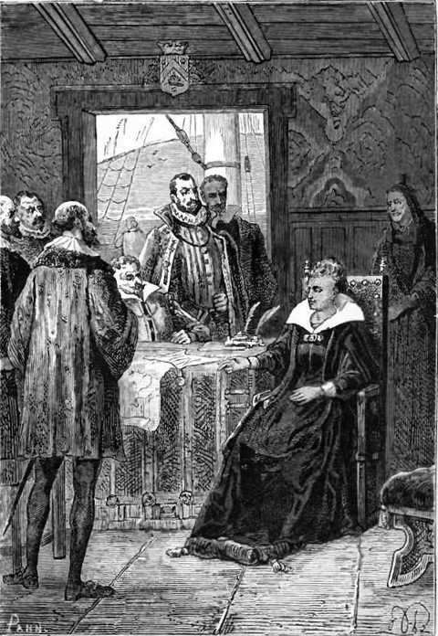 Do&ntilde;a Isabella consults the officers