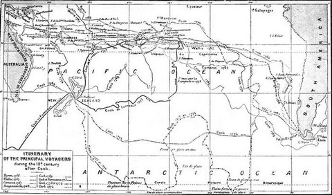 Itinerary of the principal voyagers during the 18th century, after Cook